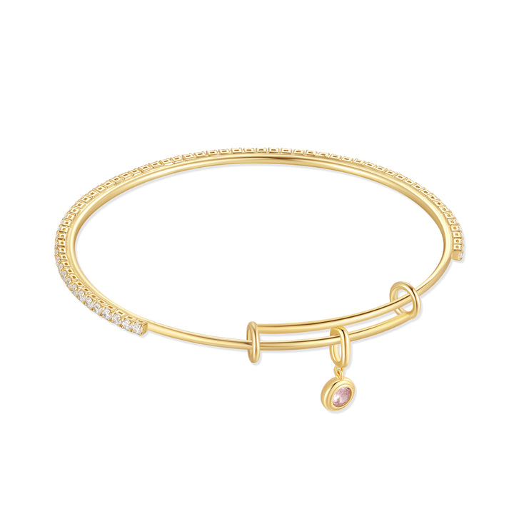 CZ Tennis Birthstone Charm Bangle