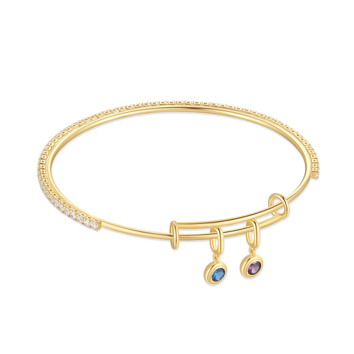 CZ Tennis Birthstone Charm Bangle