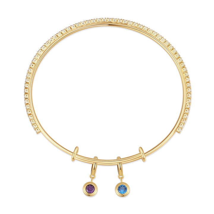CZ Tennis Birthstone Charm Bangle