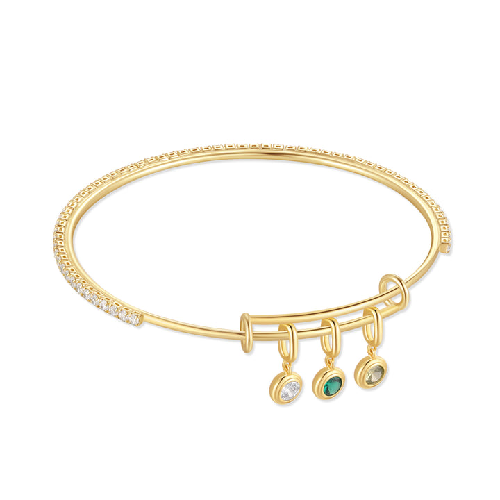 CZ Tennis Birthstone Charm Bangle