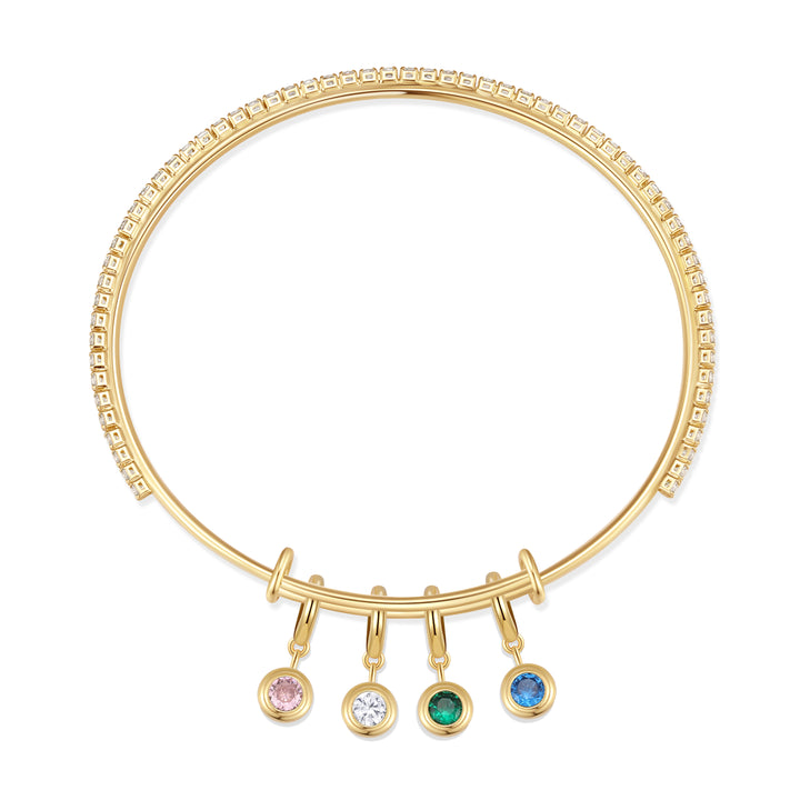 CZ Tennis Birthstone Charm Bangle