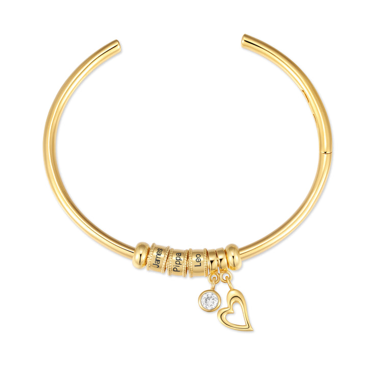 Engravable Charm Bead Bangle Bracelet