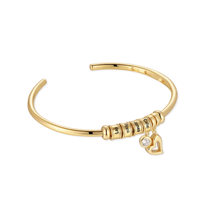 Engravable Charm Bead Bangle Bracelet
