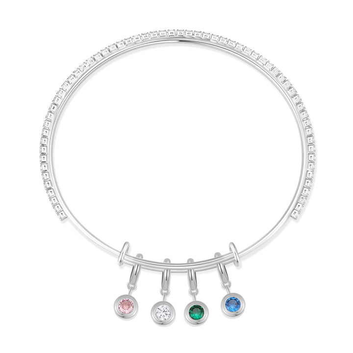 CZ Tennis Birthstone Charm Bangle