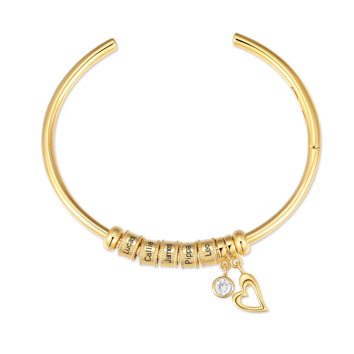 Engravable Charm Bead Bangle Bracelet