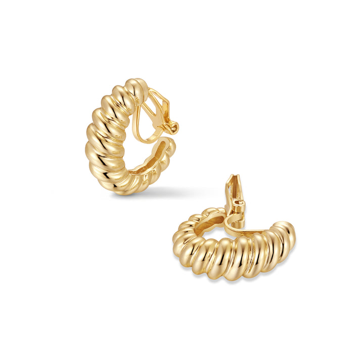 Waterproof Texture Hoop Clip On Earrings
