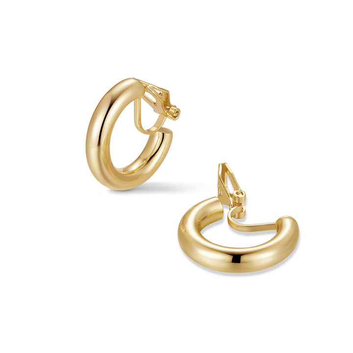 Waterproof Polished Hoop Clip On Earrings