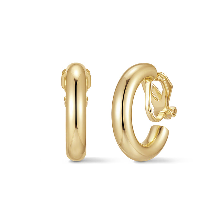 Waterproof Polished Hoop Clip On Earrings