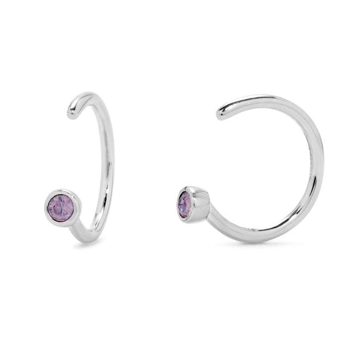 Custom Birthstone Bezel Set Cuff Earrings