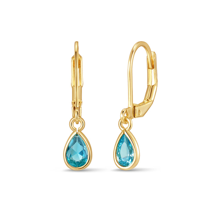 Custom Teardrop Birthstone Bezel Earrings