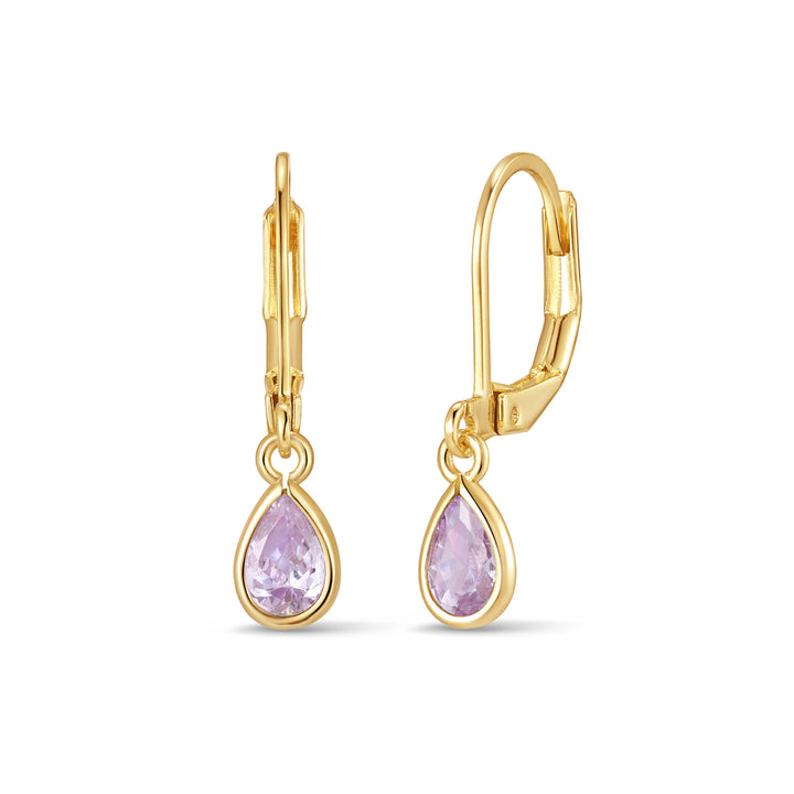 Custom Teardrop Birthstone Bezel Earrings