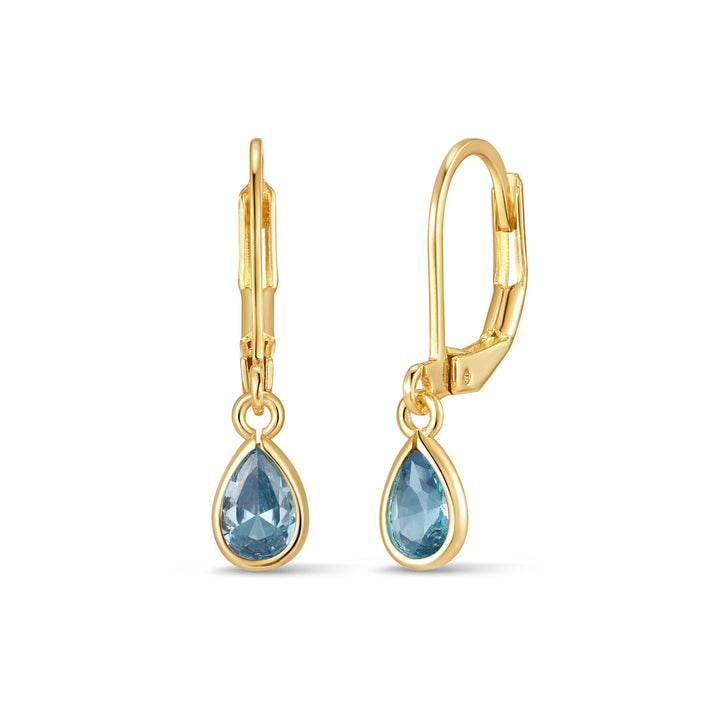 Custom Teardrop Birthstone Bezel Earrings