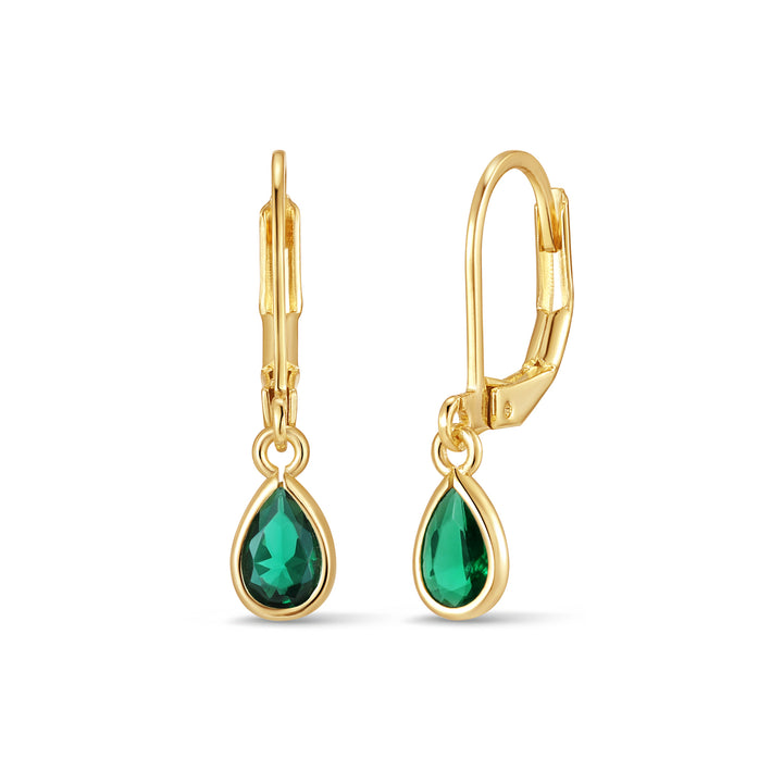 Custom Teardrop Birthstone Bezel Earrings