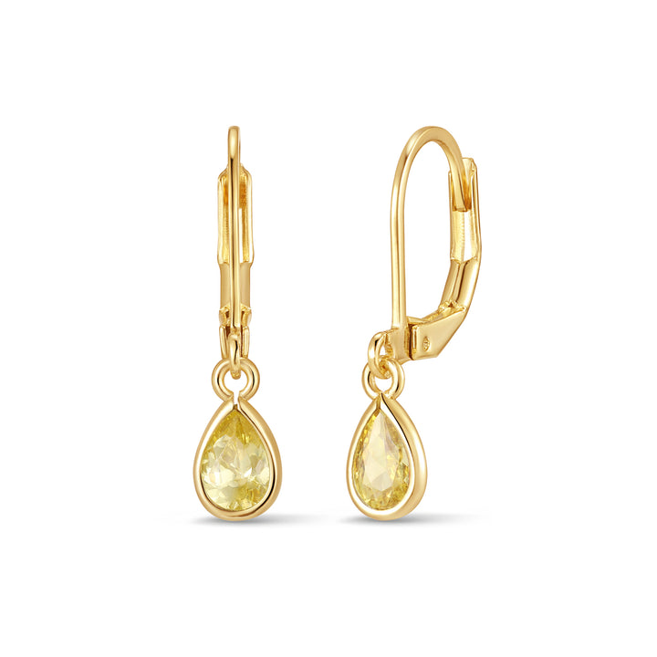 Custom Teardrop Birthstone Bezel Earrings