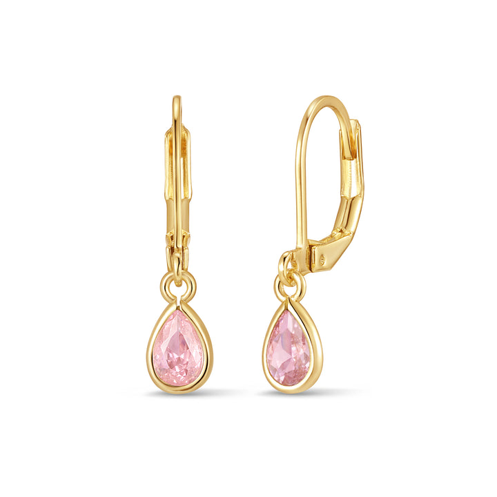 Custom Teardrop Birthstone Bezel Earrings