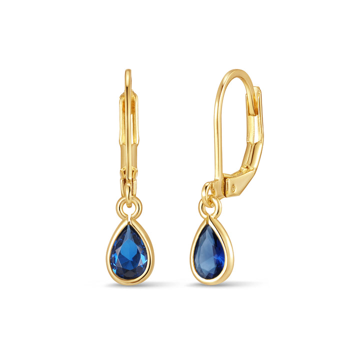 Custom Teardrop Birthstone Bezel Earrings