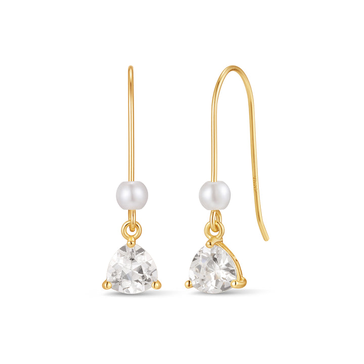 Custom Birthstone Drop Pearl Earrings