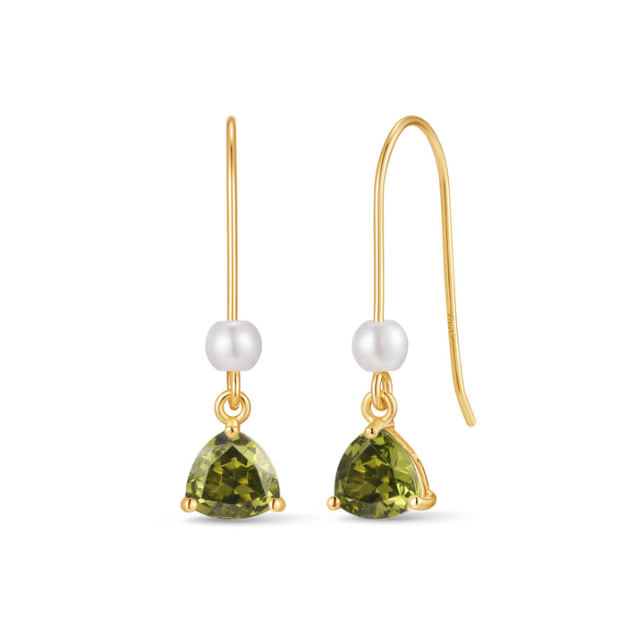 Custom Birthstone Drop Pearl Earrings