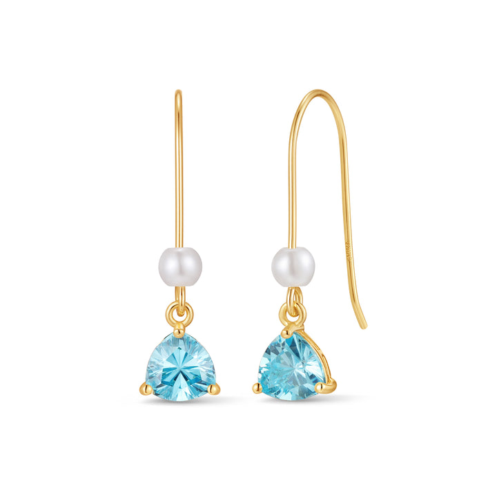 Custom Birthstone Drop Pearl Earrings