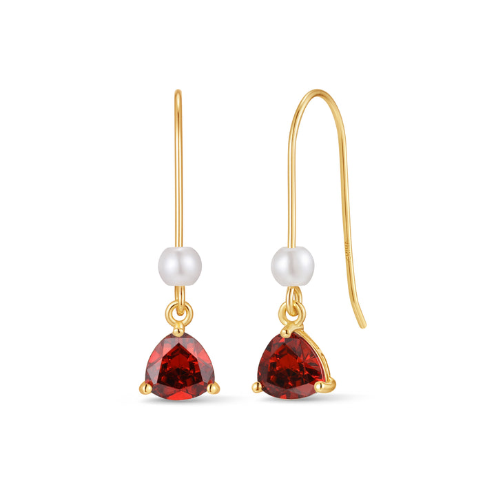 Custom Birthstone Drop Pearl Earrings