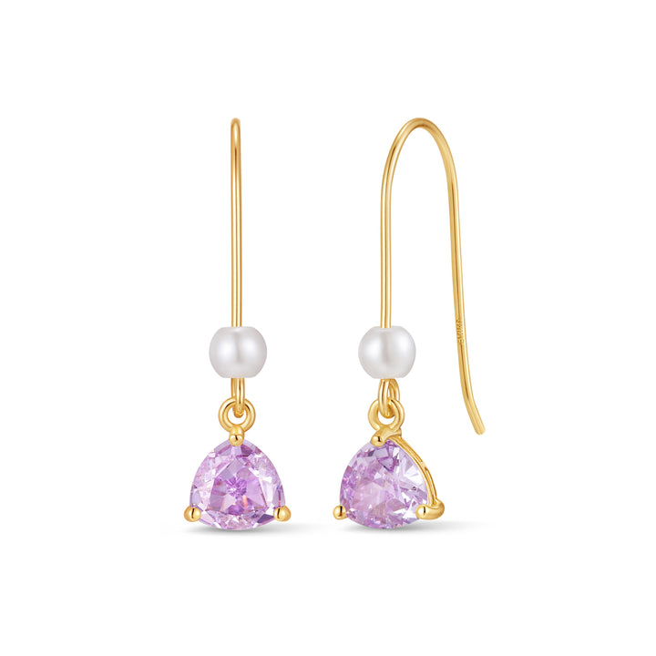 Custom Birthstone Drop Pearl Earrings