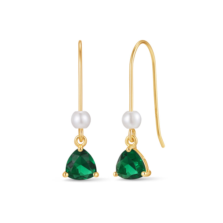 Custom Birthstone Drop Pearl Earrings