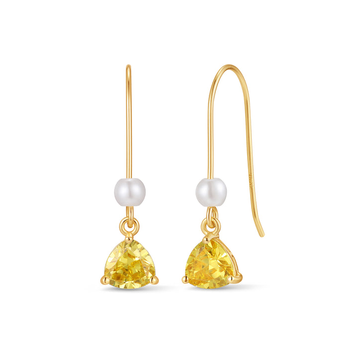 Custom Birthstone Drop Pearl Earrings