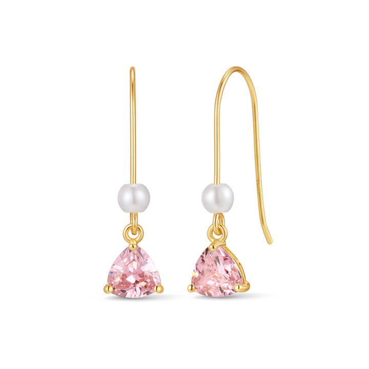 Custom Birthstone Drop Pearl Earrings