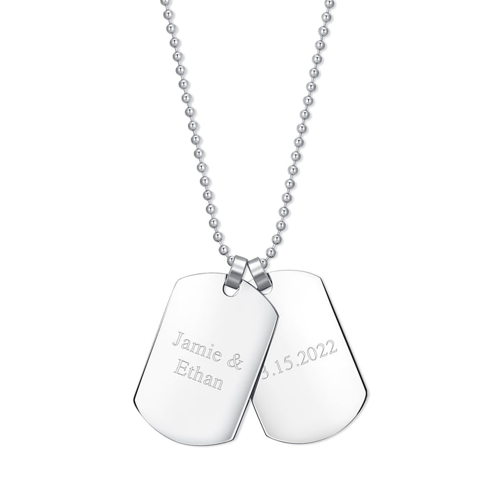 Medium Stainless Steel Double Dog Tag Necklace