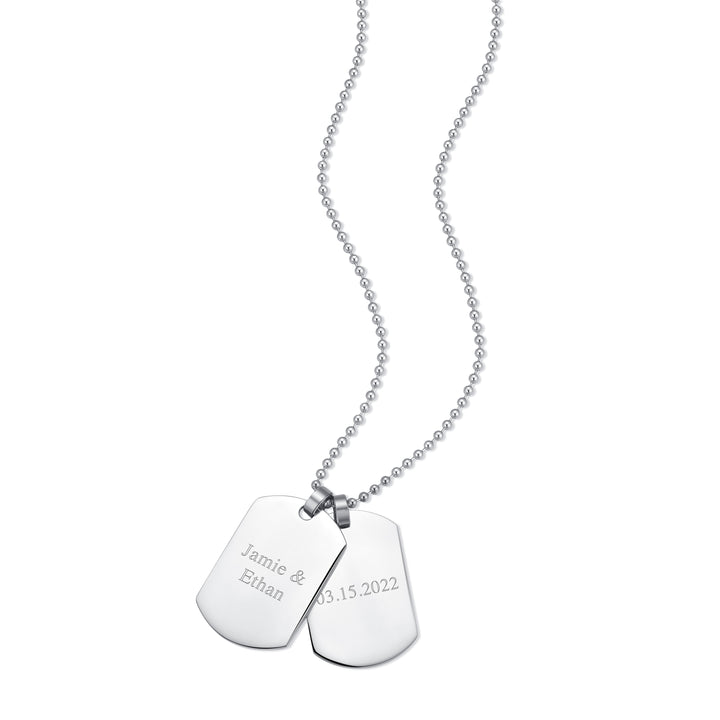 Medium Stainless Steel Double Dog Tag Necklace