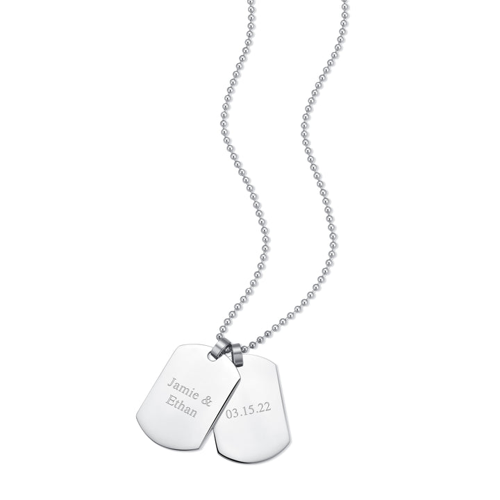 Medium Stainless Steel Double Dog Tag Necklace
