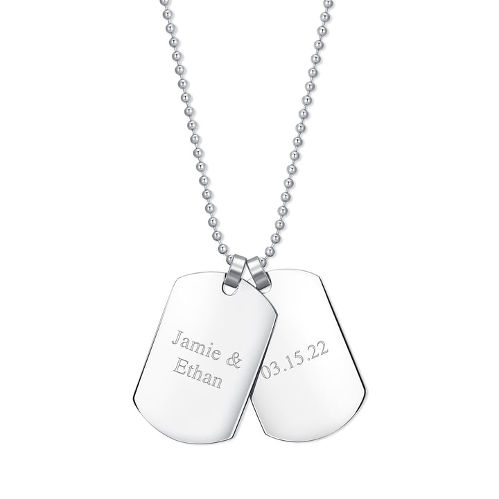 Medium Stainless Steel Double Dog Tag Necklace