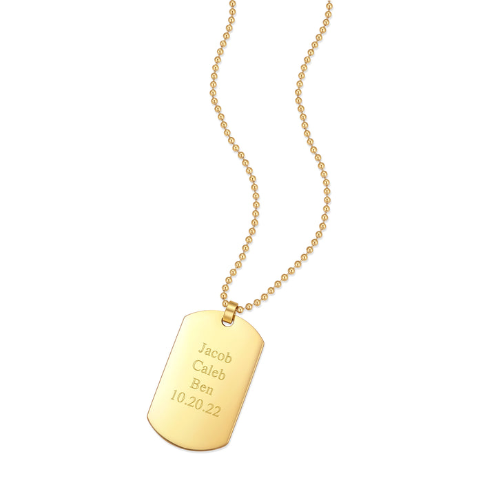 Gold Plated Large Stainless Steel Dog Tag