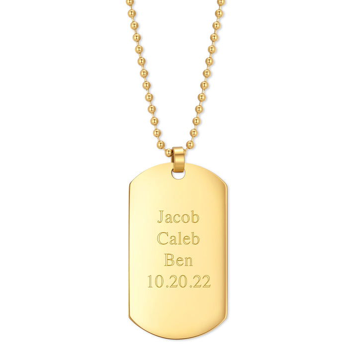 Gold Plated Large Stainless Steel Dog Tag