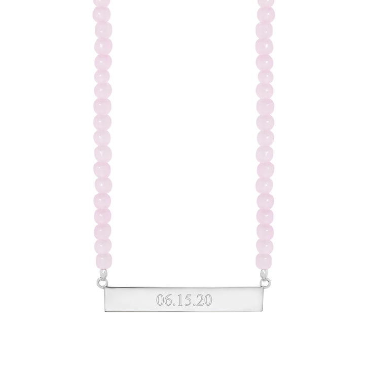Engravable Beaded Date Bar Necklace