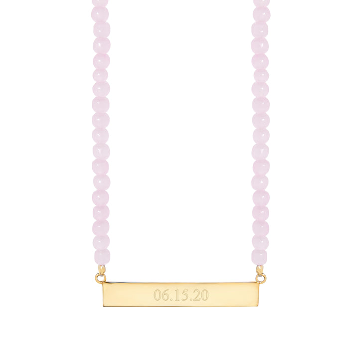 Engravable Beaded Date Bar Necklace