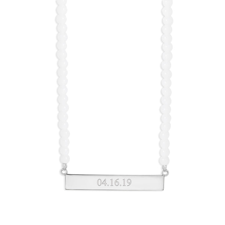 Engravable Beaded Date Bar Necklace