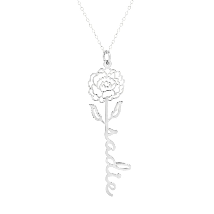 Birth Flower Name Necklace