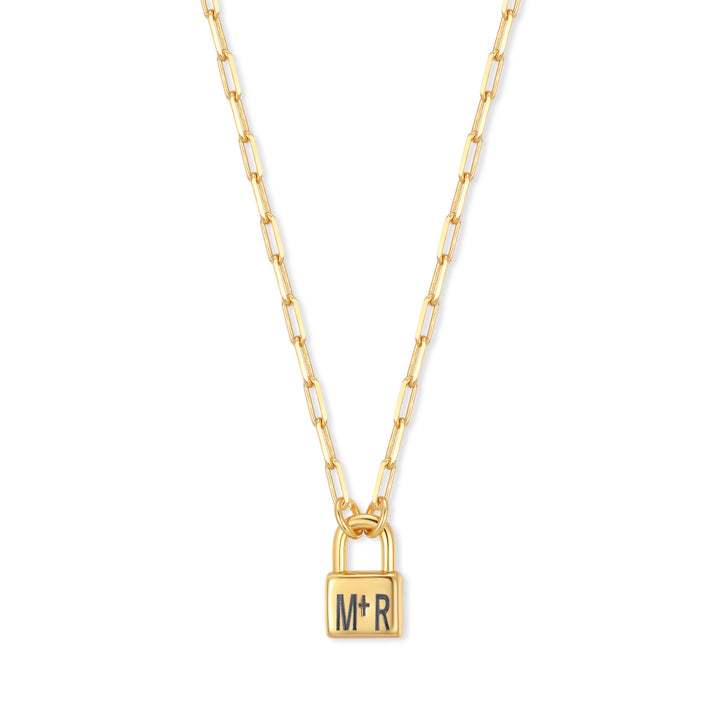 Engravable Couple Initial Padlock Necklace