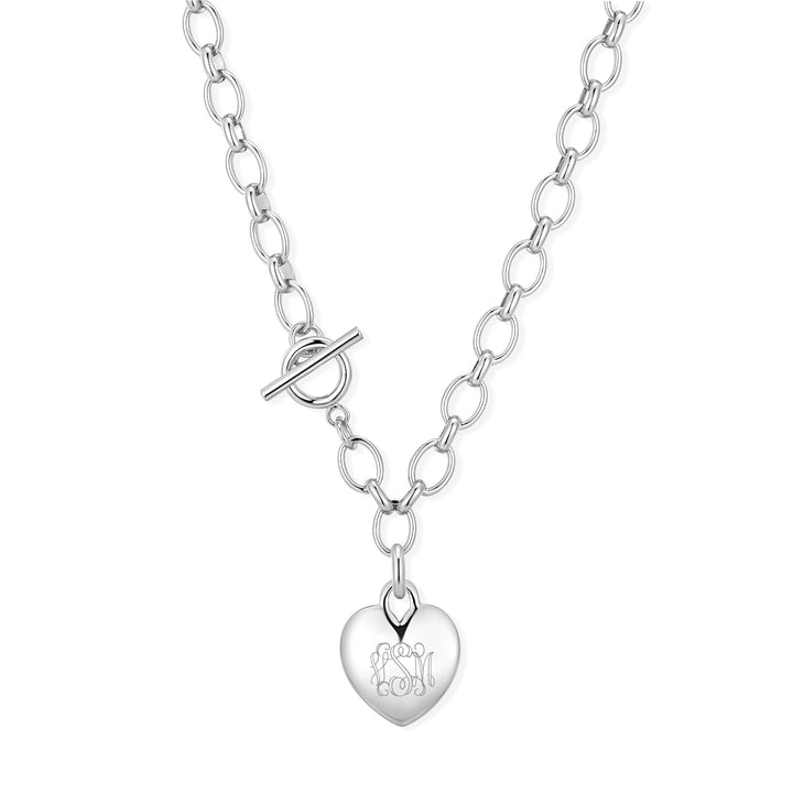 Engravable Heart Toggle Necklace