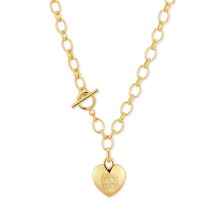 Engravable Heart Toggle Necklace