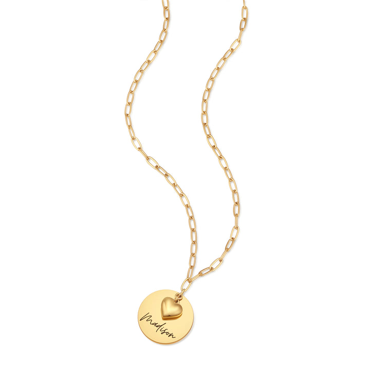Engravable Name Heart Charm Necklace