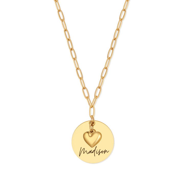 Engravable Name Heart Charm Necklace
