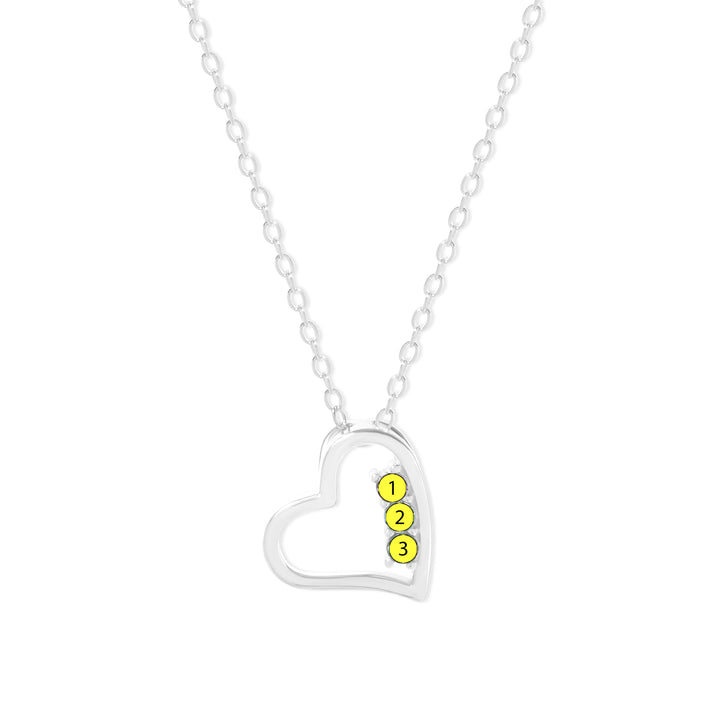 3 Stone Silver Petite Heart Birthstone Pendant