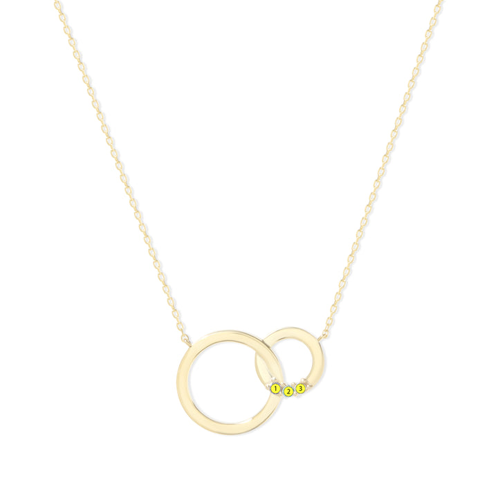 3 Stone Gold Interlocking Circle Eternity Birthstone Necklace