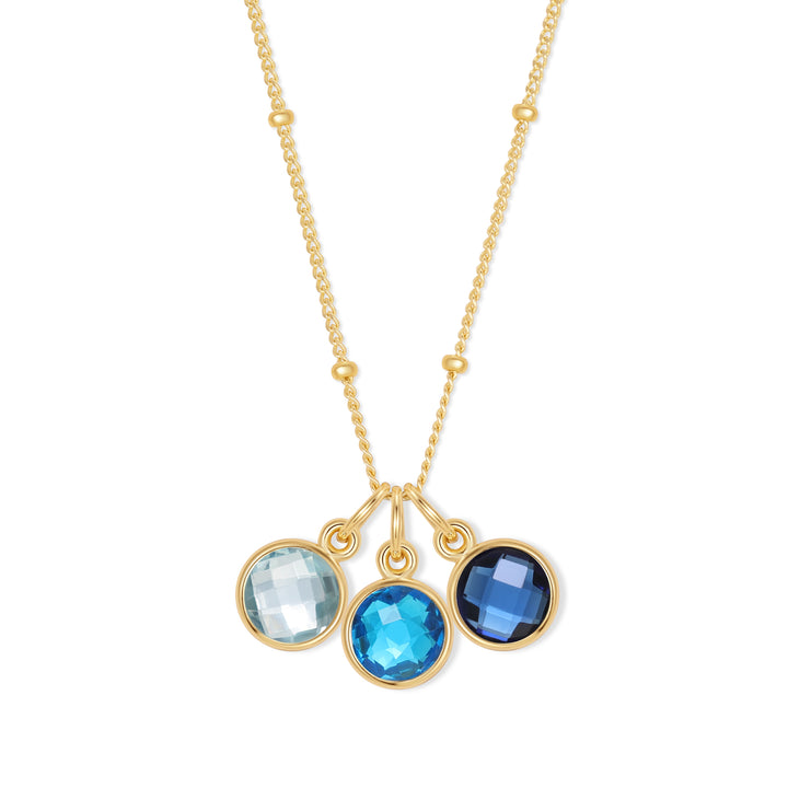 Gold Three Stone Gemstone Pendant