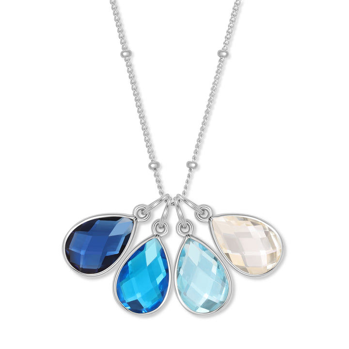 Sterling Silver Four Stone Custom Teardrop Gemstone Pendant