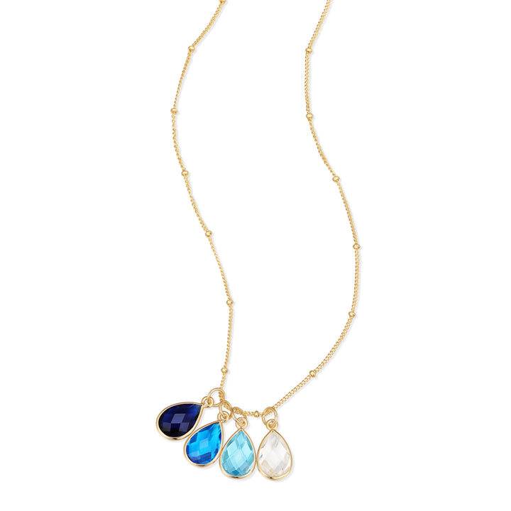 Gold Four Stone Teardrop Gemstone Pendant