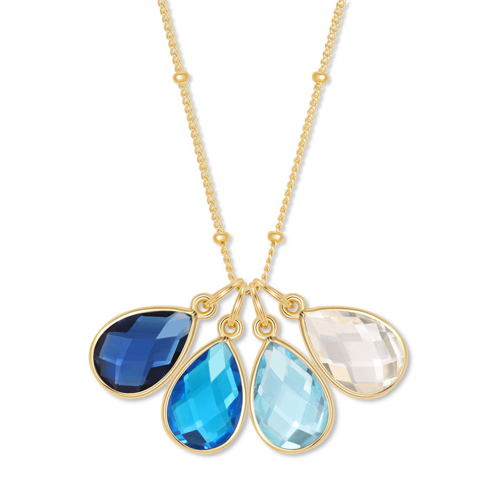 Gold Four Stone Teardrop Gemstone Pendant
