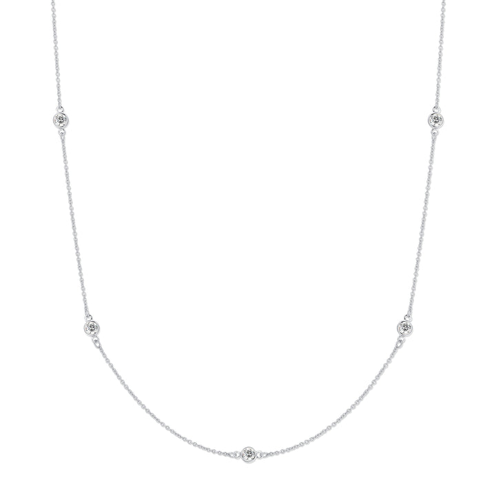 CZ Station Bezel Birthstone Necklace